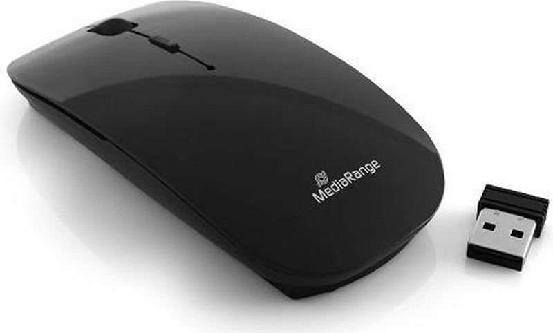 MediaRange - Draadloze Muis - Zwart Glanzend - Optische Sensor - 800-1600 DPI