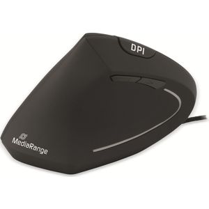 MediaRange - Ergonomische Muis - Zwart - Bedraad - 6 Knoppen