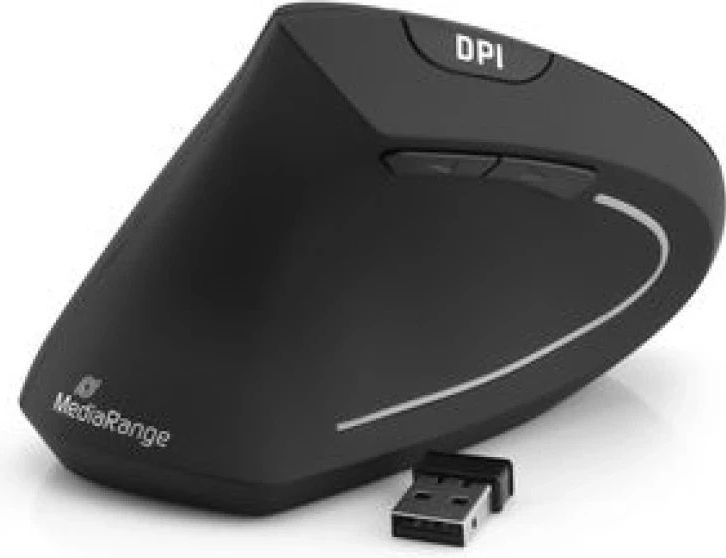 MediaRange Draadloze Muis Verticaal - Zwart - Ergonomisch - 6-Knops
