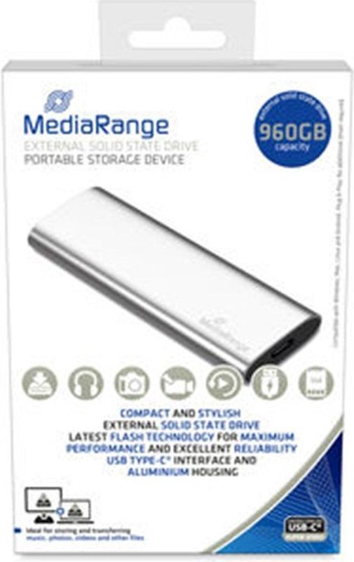 MediaRange Externe SSD - 960GB - USB Type-C - Zilver