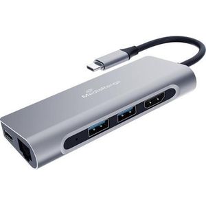 MediaRange MRCS510 (USB C), Docking station + USB-hub, Zilver