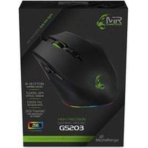 MediaRange - GS203 - Gaming Muis - Zwart - Bedraad - 8 Knoppen - Optische Sensor - RGB-licht