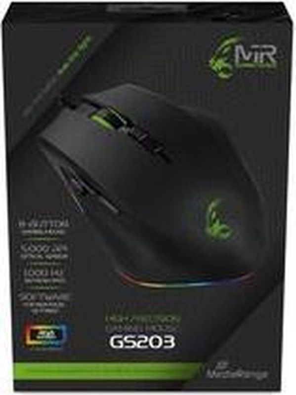 MediaRange - GS203 - Gaming Muis - Zwart - Bedraad - 8 Knoppen - Optische Sensor - RGB-licht