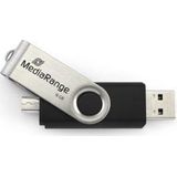 MediaRange - Flash Drive - Zwart - Zilver - 8 GB