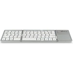MediaRange MROS133 Compact draadloos toetsenbord met 63 toetsen en touchpad, QWERTZ (DE/at/CH), zilverkleurig toetsenbord
