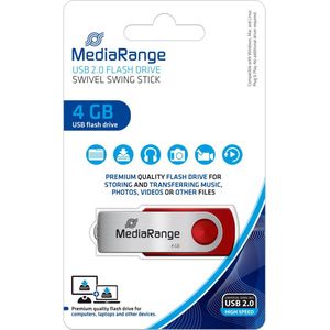 MediaRange USB-geheugenstick, 4 GB, rood/zilver