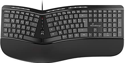 MediaRange - Ergonomisch Toetsenbord - Zwart - Bedraad - 124 Toetsen