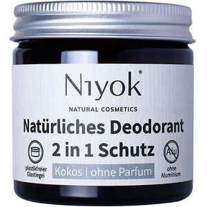 Niyok 2 in 1 anti-transpirant deodorant crème - kokosnoot | zonder parfum 40 ml