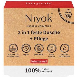 Niyok 2 in 1 solid shower + care - Intens rood 80 g