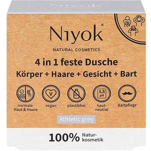 Niyok - 4-in-1 Soapbar - Athletic Grey - 80G - Veganistisch - Plasticvrij