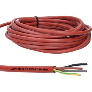 10 meter Lapp 00460093 Ölflex Heat 180 siliconenkabel 4x1,0 mm² I siliconenkabel I saunakachelkabel 10 m I SiHF saunakabel 4G1,0 mm² met groen-gele aardgeleider