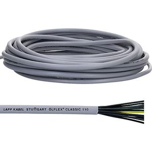 10 meter Lapp 1119204 Ölflex Classic 110 PVC stuurstroomkabel 4x1 mm² met groen-gele aardgeleider 4G1,0 mm² I omhulde kabel 4-aderig I stuurstroomkabel 4-aderig