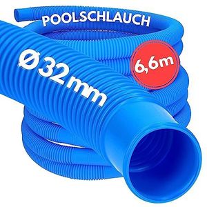 6,6 meter Kalitec zwembadslang 32 mm, blauw I slang voor zwembadpomp 32 mm I slang zwembad I flexibele waterslang I pompslang I Made in Germany I maatvast I trapvast