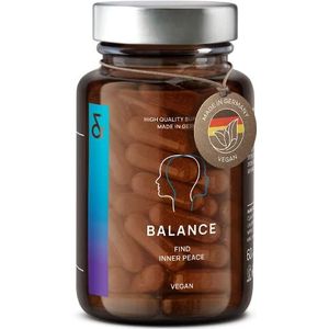 NÂ°5 Balance Mood Supplement - Natuurlijke stemmingsverbeteraar - Ashwagandha + L-Tryptofaan + Saffron + Siberian Ginseng + Lemon Balm + Rhodiola - Mood Enhancer - 60 Antistresscapsules - Vegan