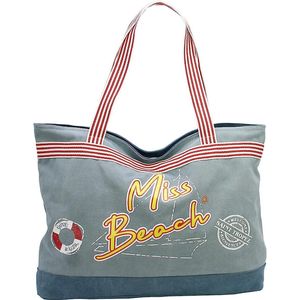 Strandtas XXL Beach Bag - 40 l volume - vakantie - badtas met ritssluiting - shopper van canvas - kleur jeansblauw, blauw, xxl