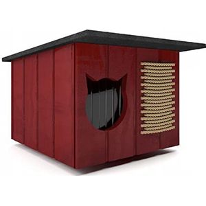 Kattenhuis, 56 x 47 cm, kattenhok, outdoor, winterbestendig, geïsoleerd, hout, schuilplaats, veiligheid en comfort