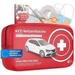 autogadgetÂ® 3 x auto-verbanddoos - nieuwe norm 2024 - gecertificeerd DIN 13164 - STVO & 2 x masker EHBO-verbandtas kit First Aid