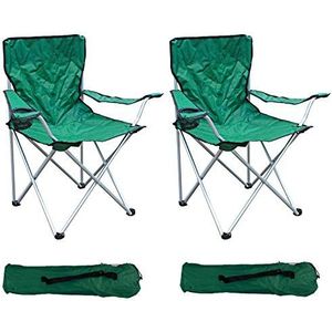 Mojawo Set van 2 visstoelen, campingstoel, vouwstoel, visstoel, regisseursstoel, groen, met bekerhouder en tas, belastbaar tot 120 kg