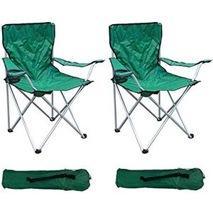 Set van 2 visstoelen, campingstoel, vouwstoel, visstoel, regisseursstoel, groen, met bekerhouder en tas, belastbaar tot 120 kg