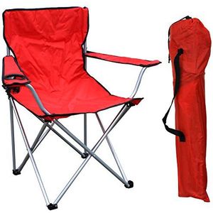 FineHome Campingstoel, vissersstoel, vouwstoel, regisseur, rood, inclusief drankhouder en tas, belastbaar tot 120 kg