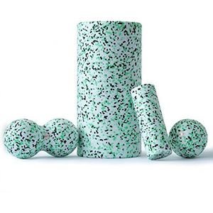 BalanceRoll Dames BLR1702 Compleet Grote Mini Rol/Ball 8 / Duoball 8 Fasciatraining Set Zwart Groen Wit, Geel, M