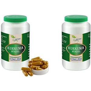 VitaIdeal Vegan kurkumawortel (curcuma) 2 x 360 plantaardige capsules elk 600 mg, zuiver natuurlijk zonder additieven