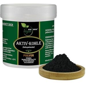 VITA IDEAL Vegan® ACTIEF Koolpoeder 400 g - Carbo-poederatuur - plantaardige houtskool - natuurlijk en zonder additieven - inclusief maatlepel.