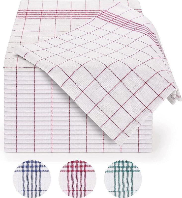 Blumtal Premium Theedoekenset - Keukendoeken - Geruit- 50 x 70cm - Rood - Set van 10