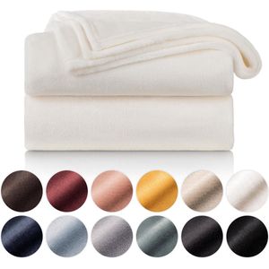 Blumtal fleece deken - hoogwaardige deken, zachte deken, microvezeldeken als bankhoes, sprei, plaid of woonkamerdeken, 220 x 240 cm, Wit