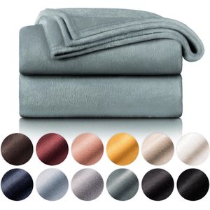 Blumtal fleece deken - hoogwaardige deken, zachte deken, microvezeldeken als bankhoes, sprei, plaid of woonkamerdeken, 150 x 200 cm, Zomergroen