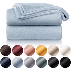 Blumtal fleece deken - hoogwaardige deken, zachte deken, microvezeldeken als bankhoes, sprei, plaid of woonkamerdeken, 270 x 230 cm, Hemelblauw