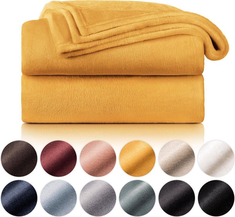 Blumtal - Fleece Deken - Super Zacht Fleece Plaid 270x230 cm - Mosterd Geel