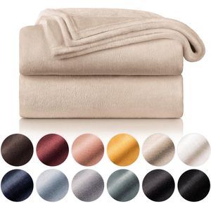 Blumtal fleece deken - hoogwaardige deken, zachte deken, microvezeldeken als bankhoes, sprei, plaid of woonkamerdeken, 150 x 200 cm, Beige