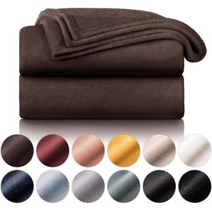 Blumtal fleece deken - hoogwaardige deken, zachte deken, microvezeldeken als bankhoes, sprei, plaid of woonkamerdeken, 130 x 150 cm, Donkerbruin