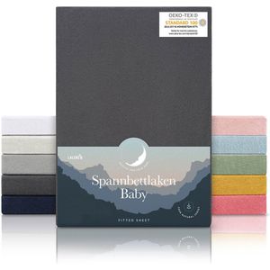 Laleni - Hoeslaken - Antraciet - Babybed, Wieg, Kinderbed 60-70 x 120-140 x 15cm - Set van 2