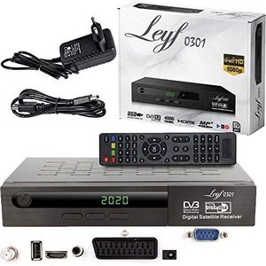 Leyf Satellite Receiver PVR Recording Function Digitale Satellite Receiver (HDTV, DVB-S/DVB-S2, HDMI, SCART, 2X USB, Full HD 1080p) [Voorgeprogrammeerd voor Astra, Hotbird en Turksat] + HDMI-kabel