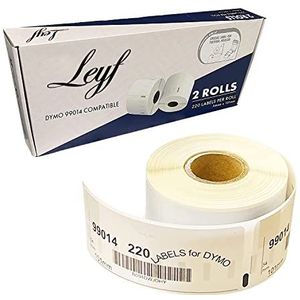 Leyf 2 x etikettenrollen 99014 S0722430 54mm x 101mm 100% compatibel met Dymo en Seiko Labelwriter 2 rollen etiketballen = 440 adreslabels, labelprinter, zelfklevend