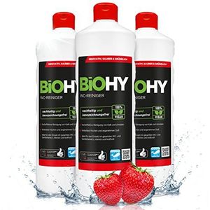 BiOHY WC Reiniger (3 x 1l Fles) | EXTRA STRONG | Profi-bio-concentraat | Viskeuze reinigingsgel | Ideaal tegen urinesteen (WC-Reiniger)