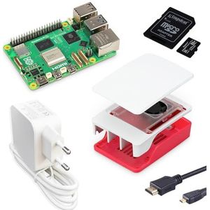 Raspberry Pi 5 8 GB Starter Kit | USB-C-voeding 45 W | Behuizing met ventilator | 64 GB SD-kaart | 4K micro-HDMI-kabel | Raspberry Pi 5 8 GB RAM