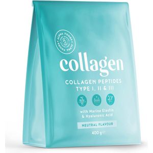 Alpha Foods Collageen poeder met Hyaluronzuur & Elastine - Collagen peptides type 1, 2 en 3 van weidebouw, Collagen drink zonder toevoegingen, Collageen supplement van 400 gram voor 26 shakes of porties, met Neutrale smaak