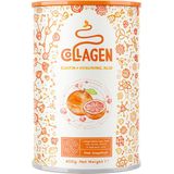 Alpha Foods Collageen poeder met Hyaluronzuur & Elastine - Collagen peptides type 1, 2 en 3 van weidebouw, Collagen drink zonder toevoegingen, Collageen supplement van 400 gram voor 26 shakes of porties, met Pompelmoes smaak