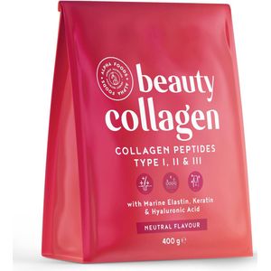 Beauty Collageenpoeder (400 g) - Collageenhydrolysaatpeptiden Type I, II & III - Hooggedoseerd collageenpoeder met hyaluronzuur, elastine en keratine - Neutraal - Uit Duitsland van Alpha Foods