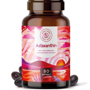 Alpha Foods Astaxanthin 12 mg - Gemaakt van pure Haematococcus Pluvialis microalgen en geoptimaliseerde biologische beschikbaarheid met lijnolie - 80 Vegan softgels