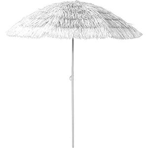 INDA-Exclusiv Hawaii strandscherm bastscherm parasol zonwering tuinscherm zonwering knikbaar polyester wit Ø1,6m