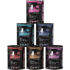 catz finefood Purrrrr Collection Kattenvoer, monoprotein natvoer, graanvrij, suikervrij, hypoallergeen, hoog vleesgehalte, multipack natvoer voor katten, in zak, 6 x 400 g