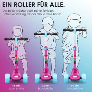 KIDIZ® Kinderstep - 3 wielen Step - Scooter - Kinderscooter X-Pro2 met PU LED oplichtende wielen Opvouwbaar pedaal Kinderstepjes in hoogte verstelbare City Scooter voor jongens en meisjes 3-12 jaar - Roze