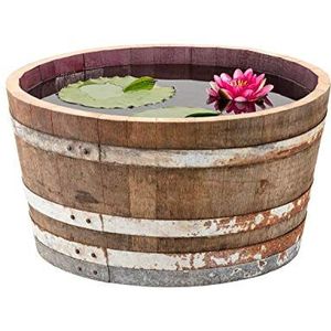 Temesso houten vat, gebruikt wijnvat gehalveerd uit eikenhouten vat als plantenbak, bloempotten D 70cm H 40cm 100 liter - rustiek (zonder accessoires)