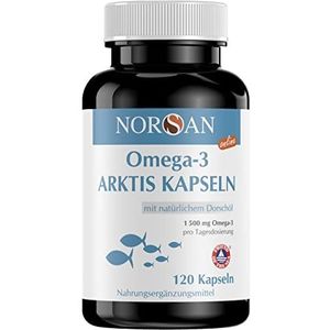 NORSAN Premium Omega 3 Kabeljauw Olie Capsules Hoge Dosis - 1500mg Omega 3 per portie - Meer dan 4000 artsen bevelen NORSAN Omega 3 Olie aan - geen onaangename oprispingen