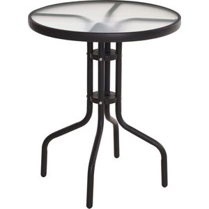 Spetebo Metalen glazen tafel, rond, 70 x 60 cm, bistrotafel met glasplaat, tuintafel, balkontafel, terrastafel, tafel, tafel, zwart
