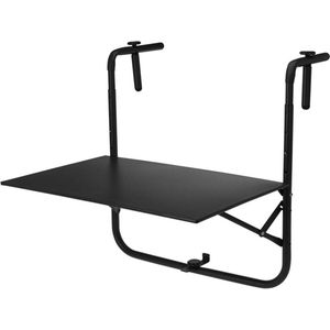 Spetebo Metalen balkon hangtafel zwart - 60x43 cm - klaptafel tafel tafel in hoogte verstelbaar